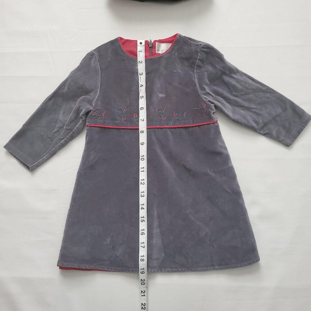 Maggie & Zoe Little Girls Velvet Holly Christmas Holiday Gray Dress With Hat 2T - Picture 13 of 13